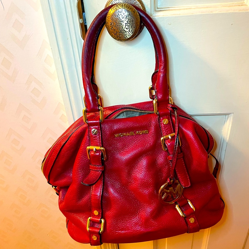 🔺Michael Kors Red Soft Leather Satchel Bag🔺
